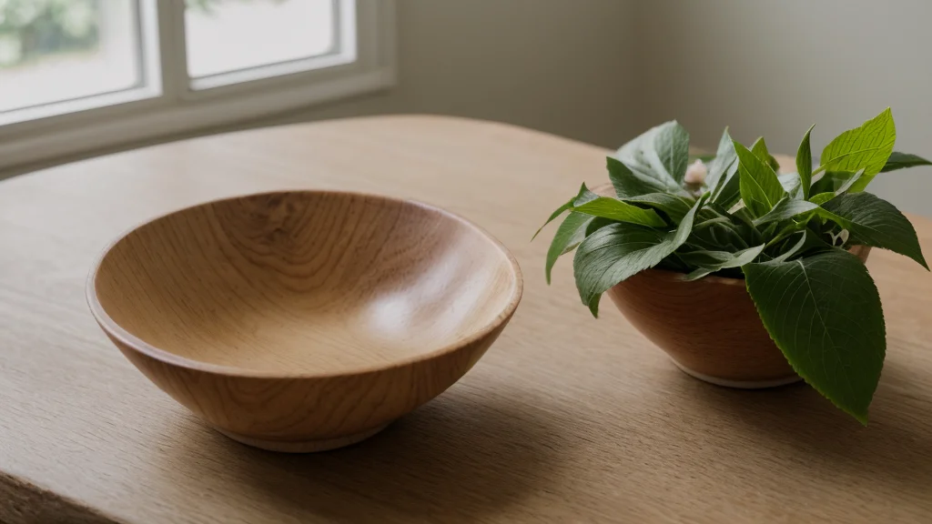 Экстракт конского каштана в стеклянной чаше рядом с зелеными листьями на светлом деревянном столе
